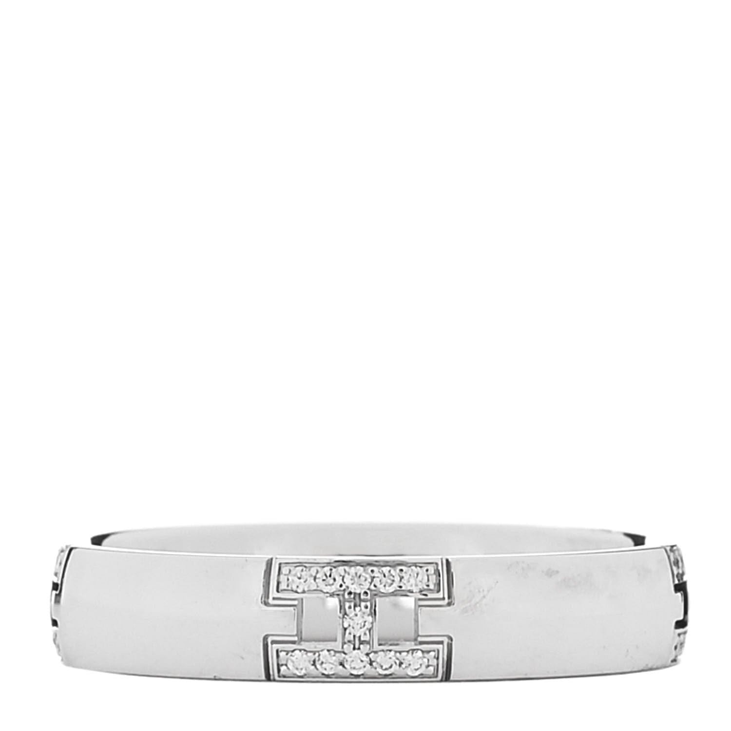 Hermes 18K White Gold Diamond Ever Herakles Wedding Band Ring 51 5.75