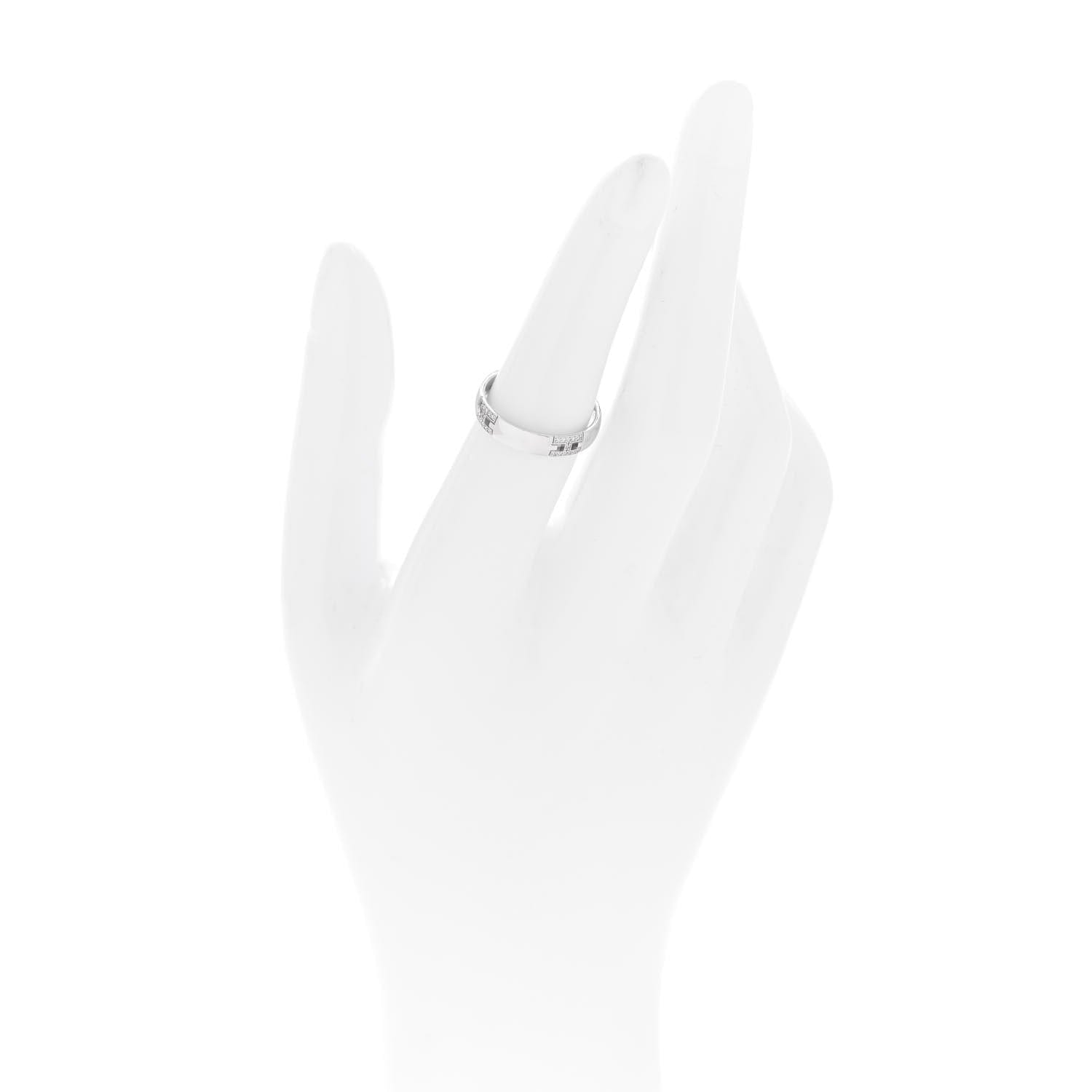 Hermes 18K White Gold Diamond Ever Herakles Wedding Band Ring 51 5.75