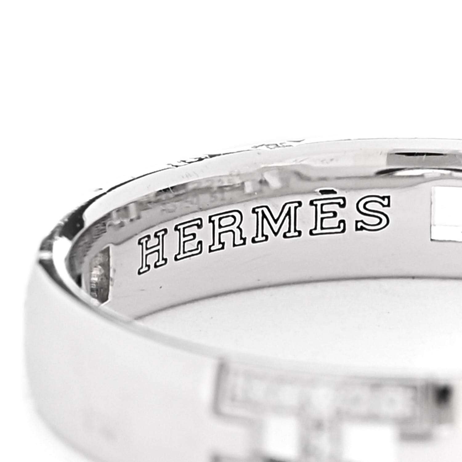 Hermes 18K White Gold Diamond Ever Herakles Wedding Band Ring 51 5.75