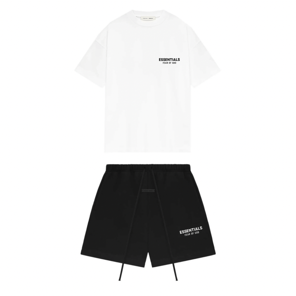 Fear of God Essentials Bundle Completo T-Shirt Bright White + Sweatshorts Jet Black