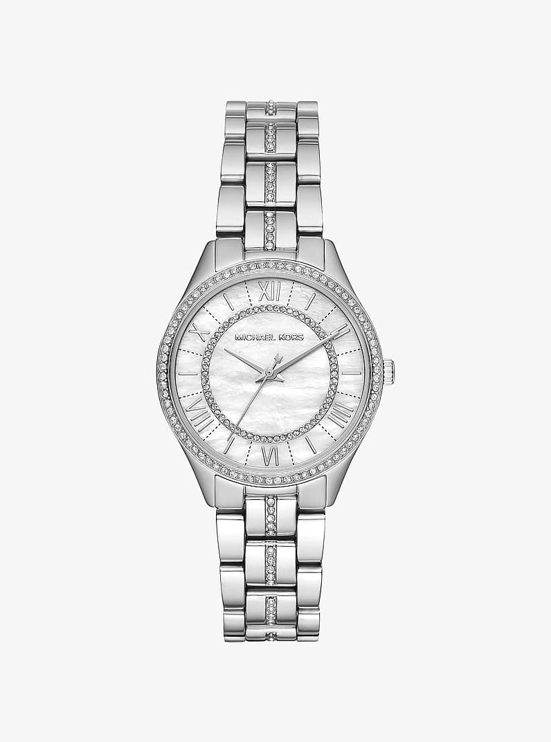 Michael Kors Montre Lauryn miniature argentée à pavé