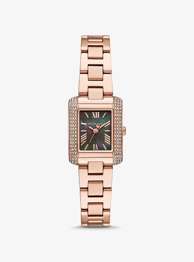 Michael Kors Montre Emery miniature de ton or rose à pavé