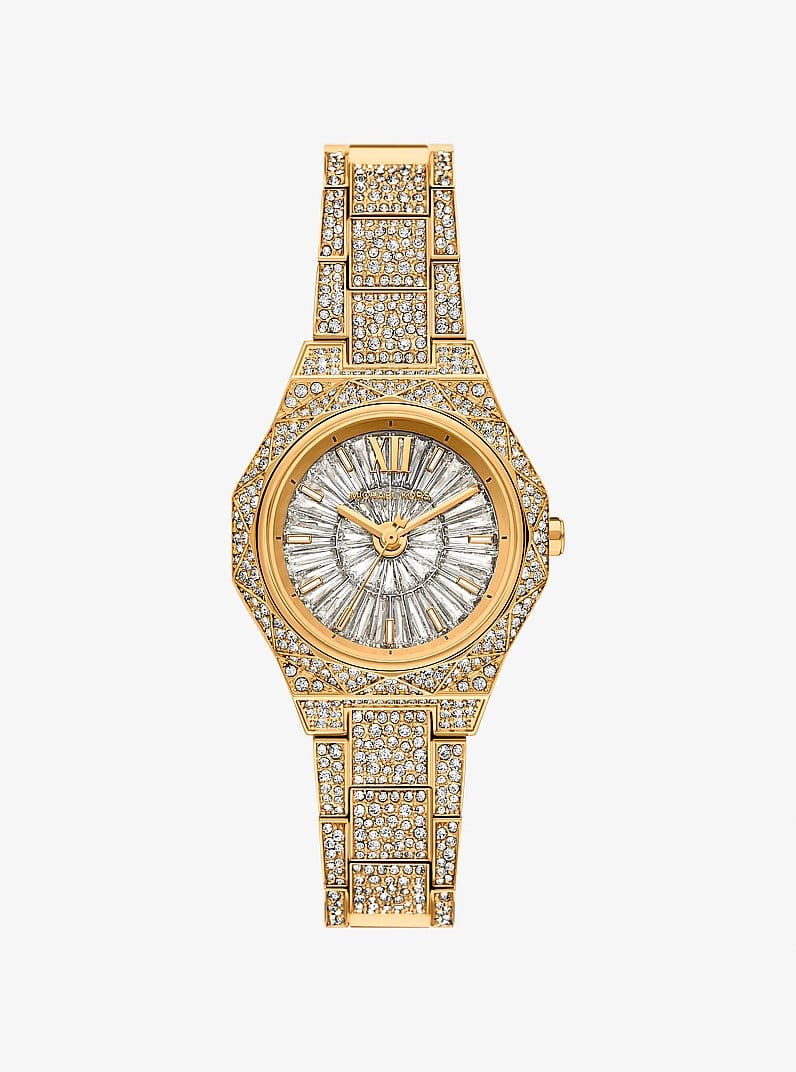 Michael Kors Montre Raquel miniature dorée à pavé