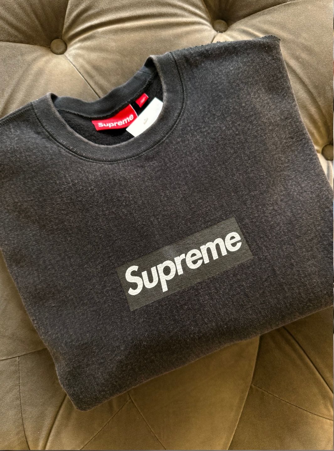 Supreme Washed Box Logo Crewneck Black