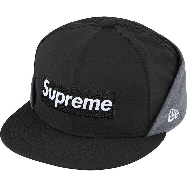 Supreme Earflap Box Logo Fitted Hat WINDSTOPPER Black