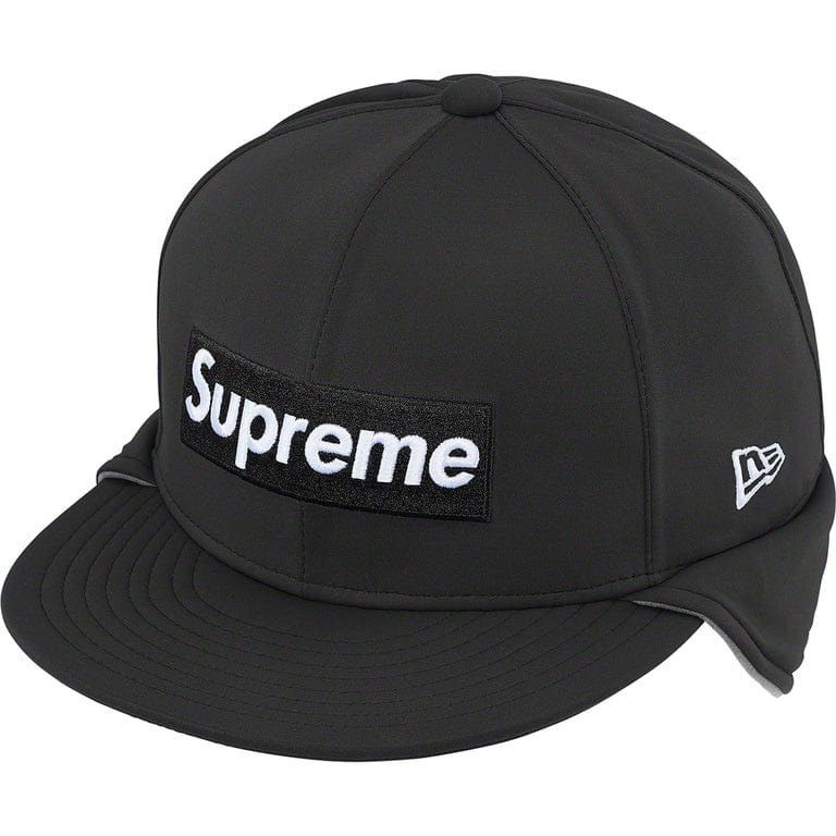 Supreme Earflap Box Logo Fitted Hat WINDSTOPPER Black