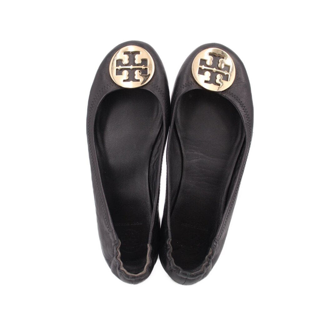 Tory Burch REVA TRAVEL BALLET FLATS BLACK 8.5 US