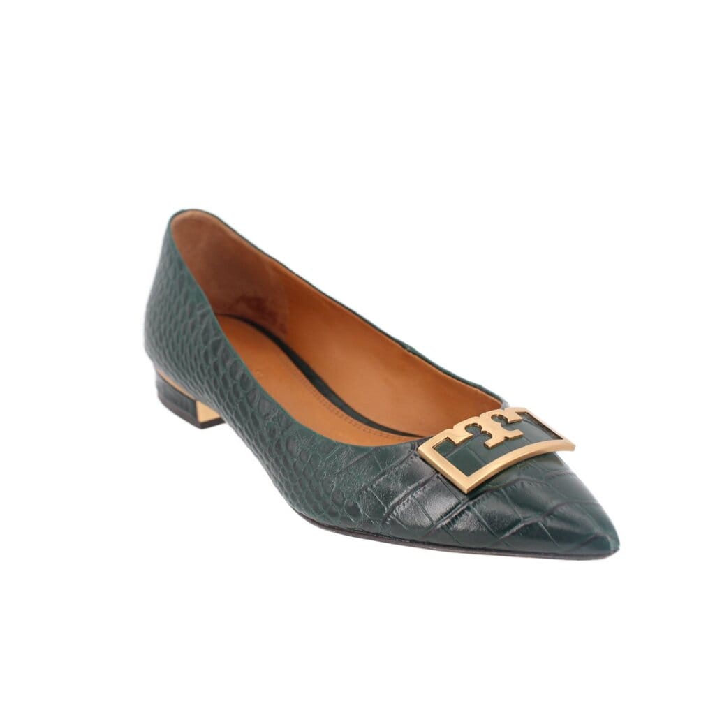 Tory Burch LEATHER FLATS GREEN 8 US