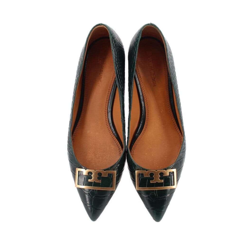 Tory Burch LEATHER FLATS GREEN 8 US