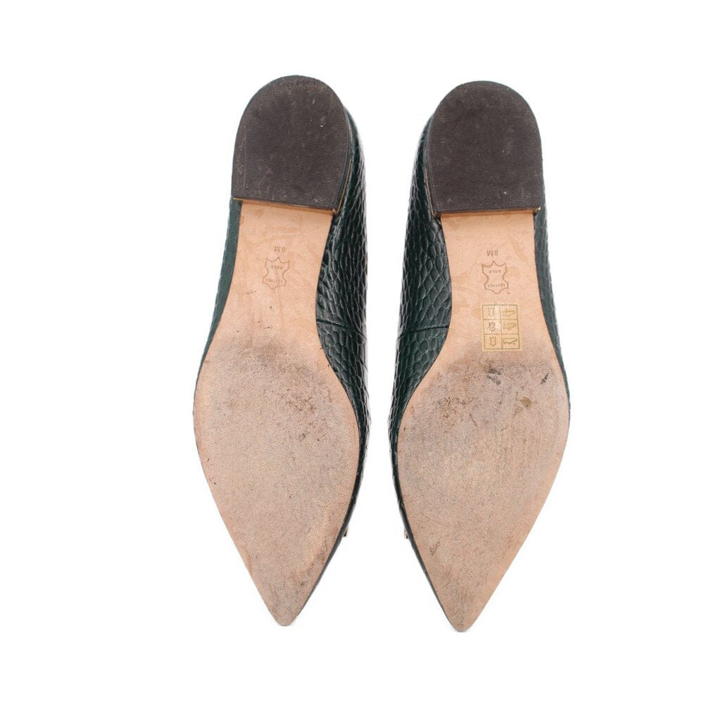 Tory Burch LEATHER FLATS GREEN 8 US