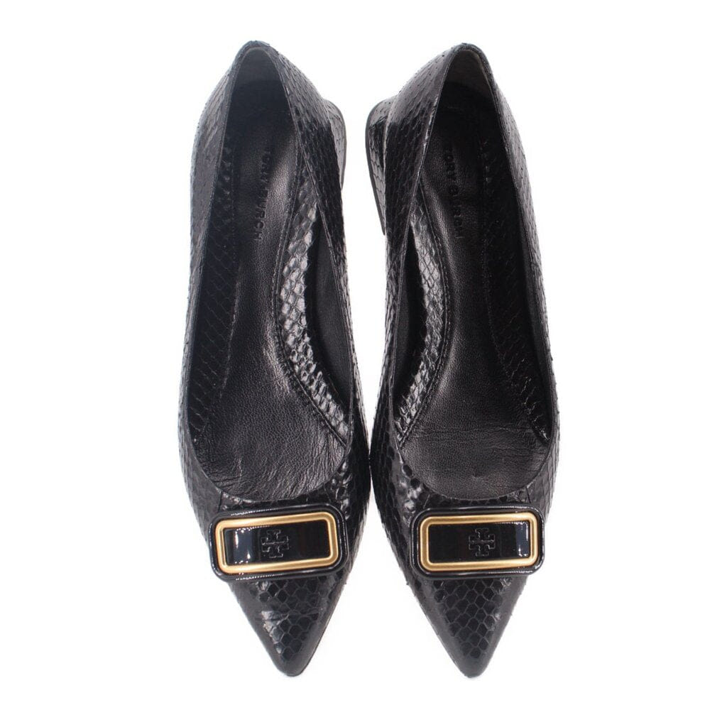 Tory Burch SNAKE FLATS BLACK 6.5 US