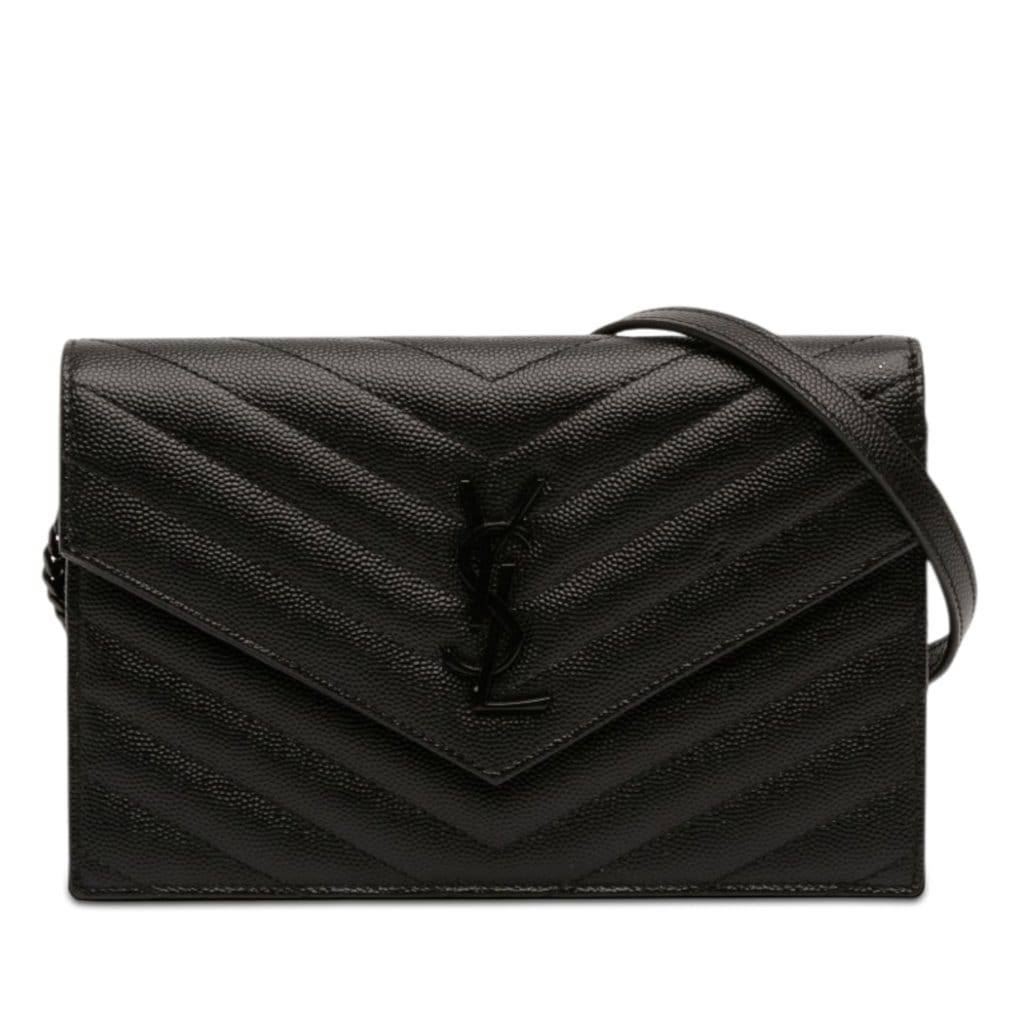 Saint Laurent Grain De Poudre Cassandre Monochrome Envelope Chain Wallet