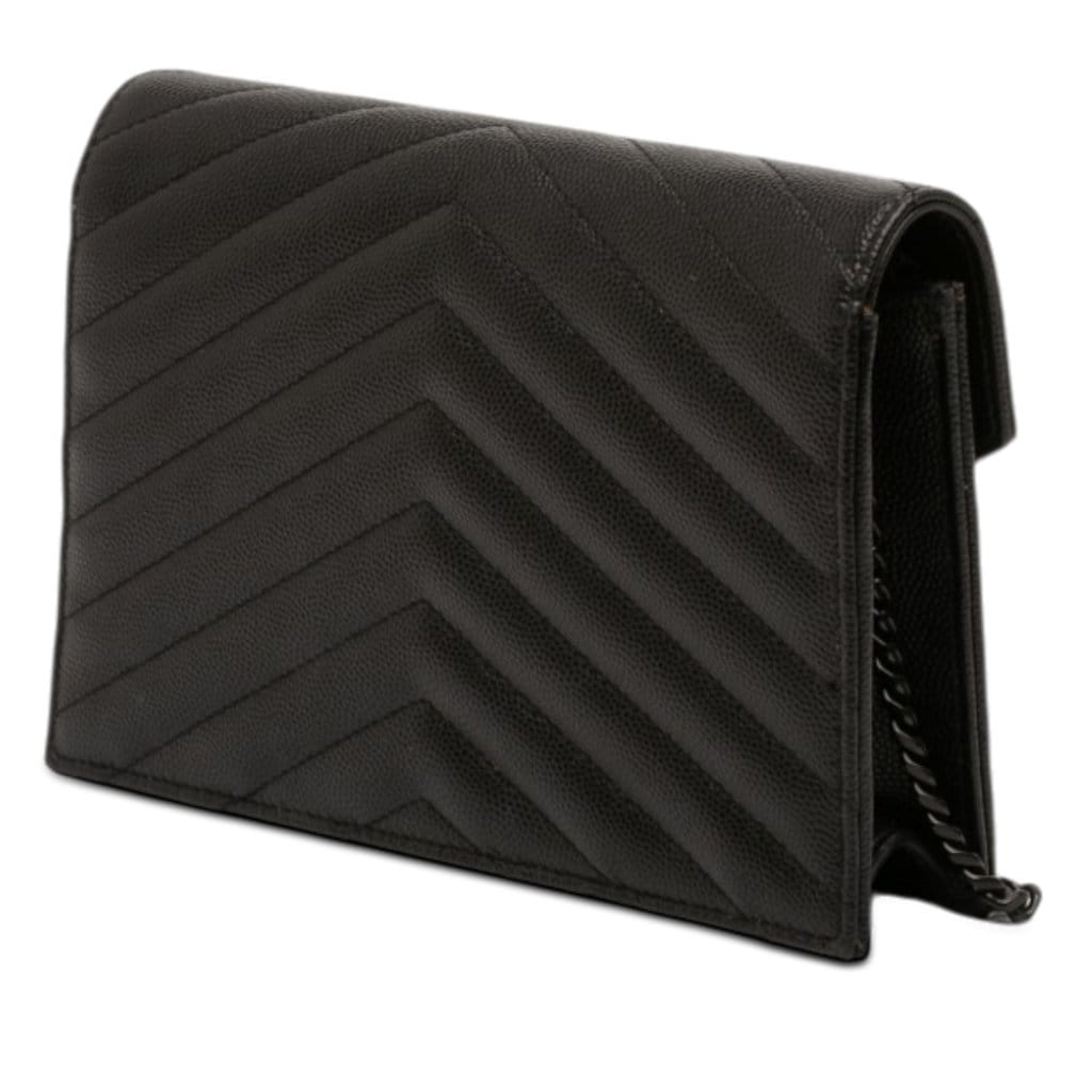 Saint Laurent Grain De Poudre Cassandre Monochrome Envelope Chain Wallet