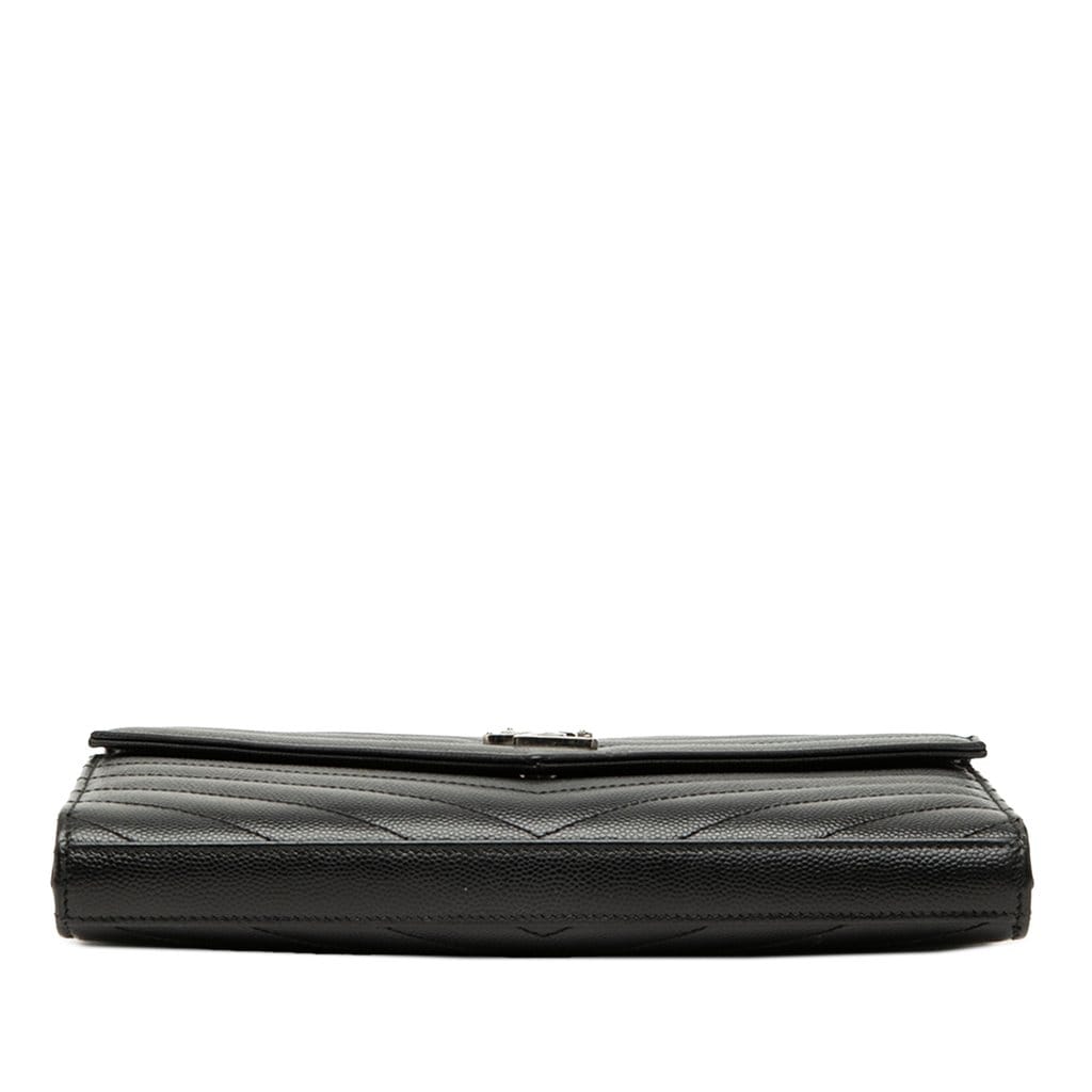 Saint Laurent Grain De Poudre Chevron Cassandre Envelope Chain Wallet