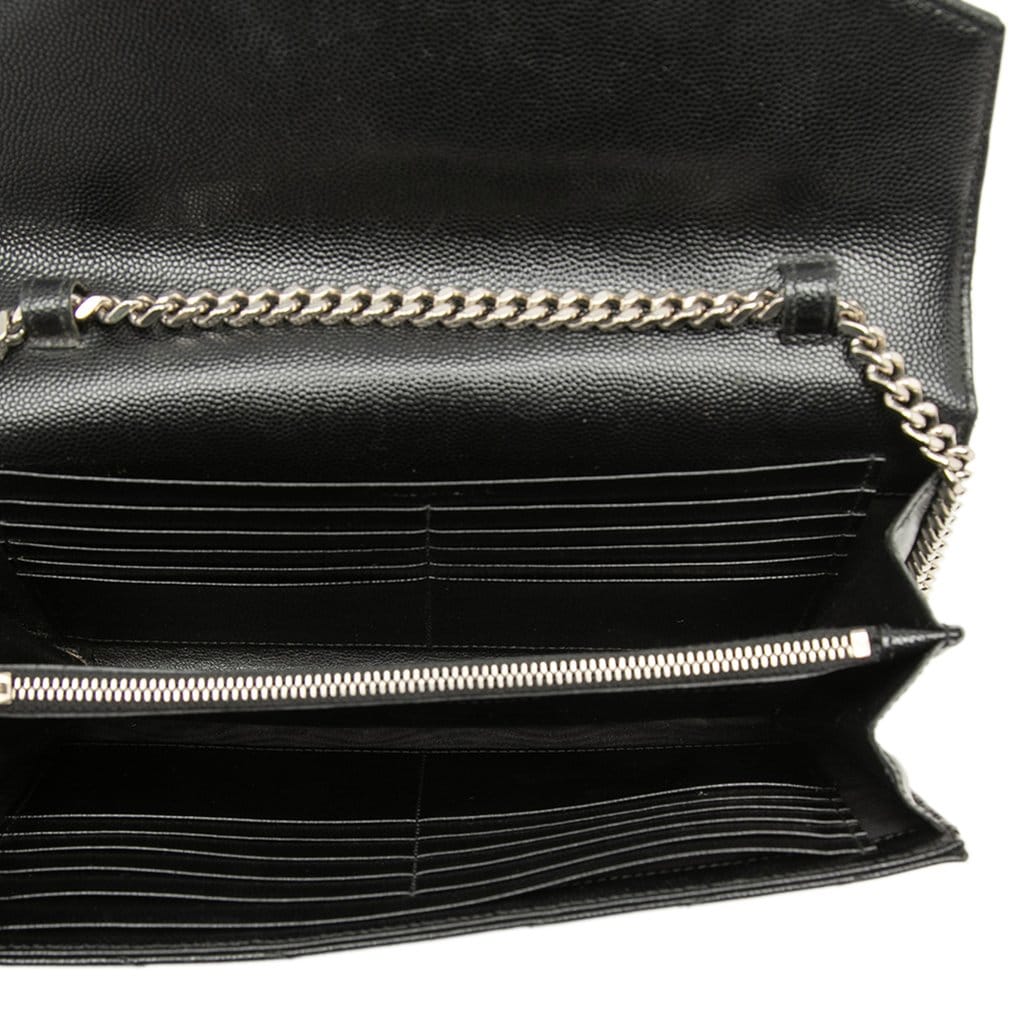 Saint Laurent Grain De Poudre Chevron Cassandre Envelope Chain Wallet