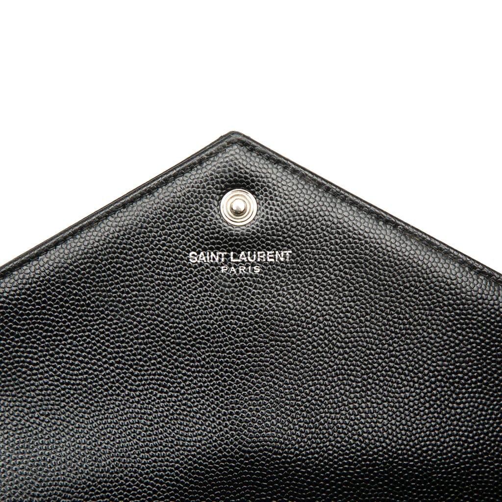 Saint Laurent Grain De Poudre Chevron Cassandre Envelope Chain Wallet