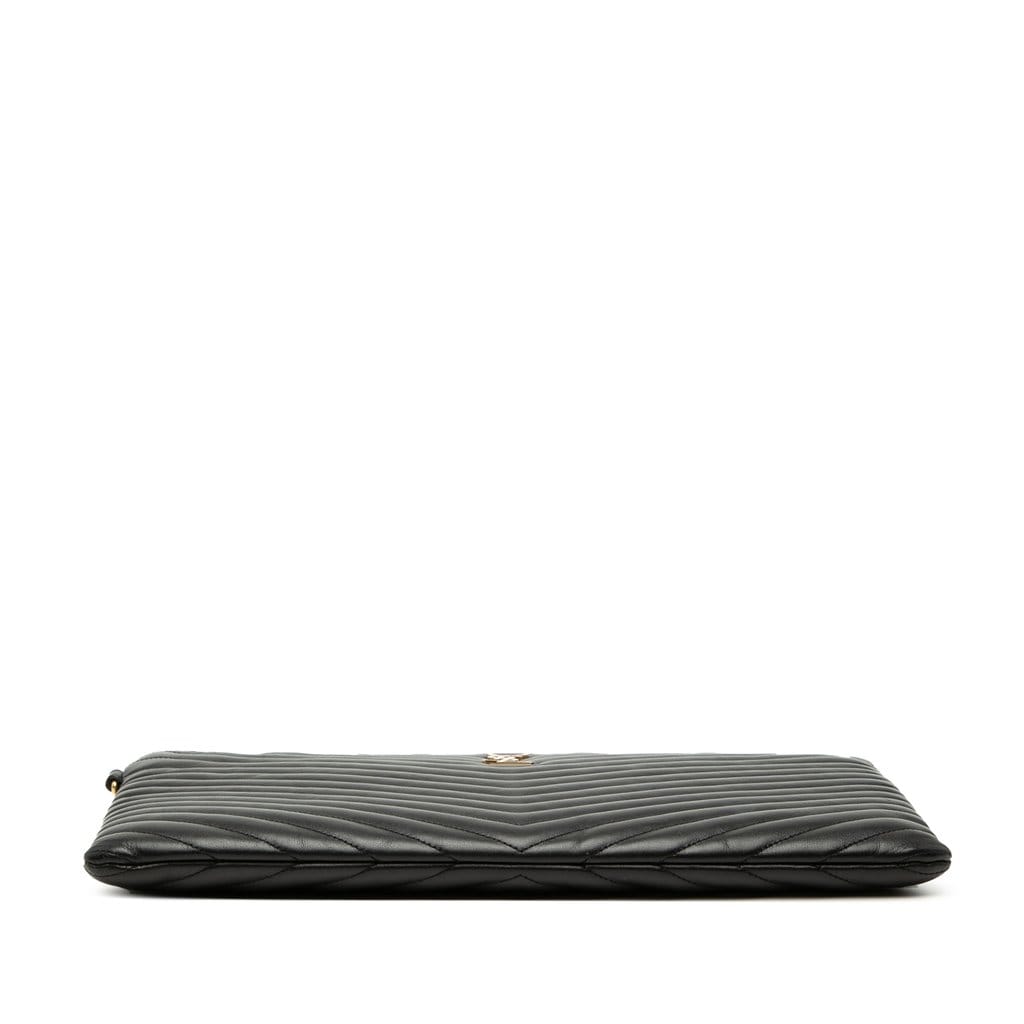 Saint Laurent Chevron Leather Monogram Document Holder