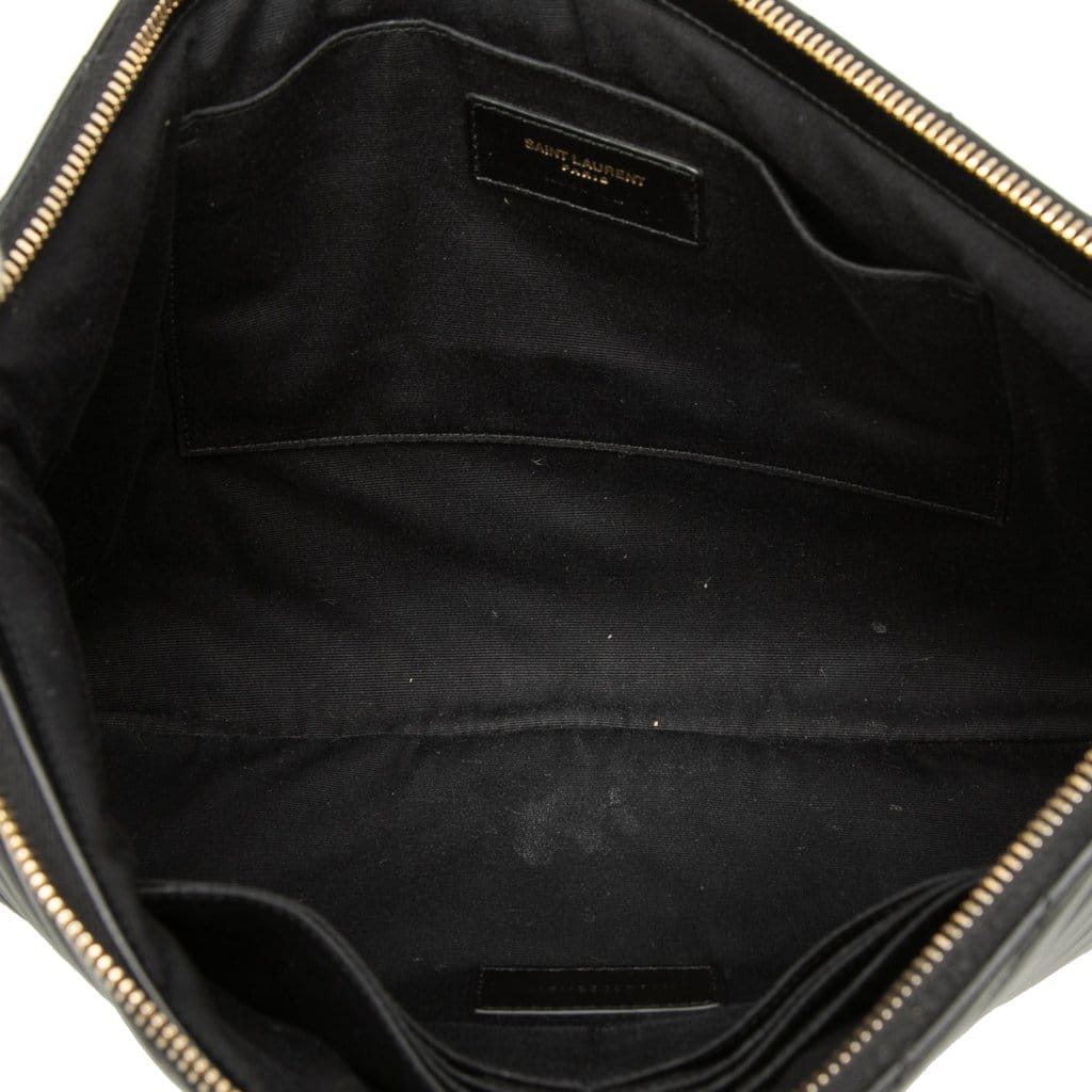 Saint Laurent Chevron Leather Monogram Document Holder