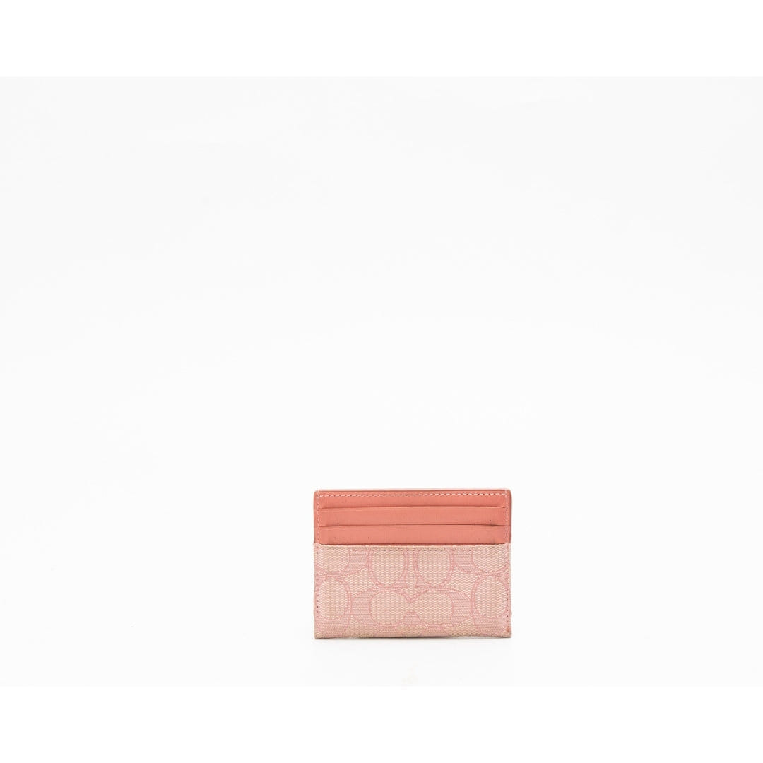 Coach Pink Small Signature Jacquard Card Case Wallet
