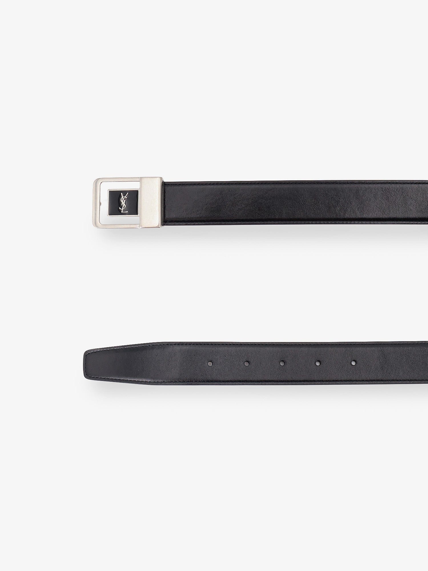 Saint Laurent La 66 leather belt with silver metal buckle
