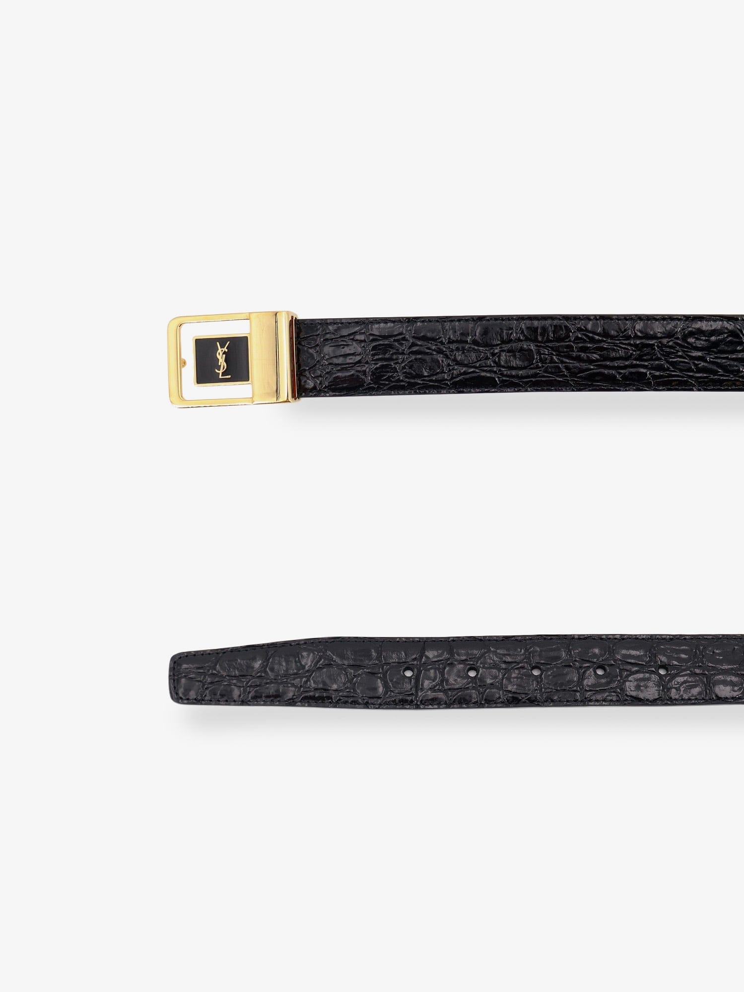 Saint Laurent La 66 crocodile - embossed leather belt
