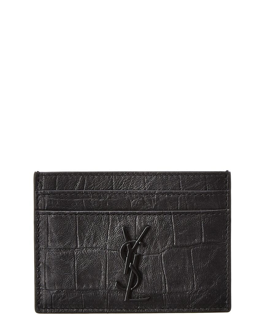 Saint Laurent Croc - Embossed Leather Card Case