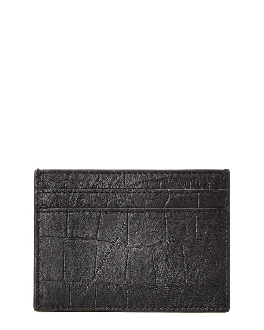 Saint Laurent Croc - Embossed Leather Card Case