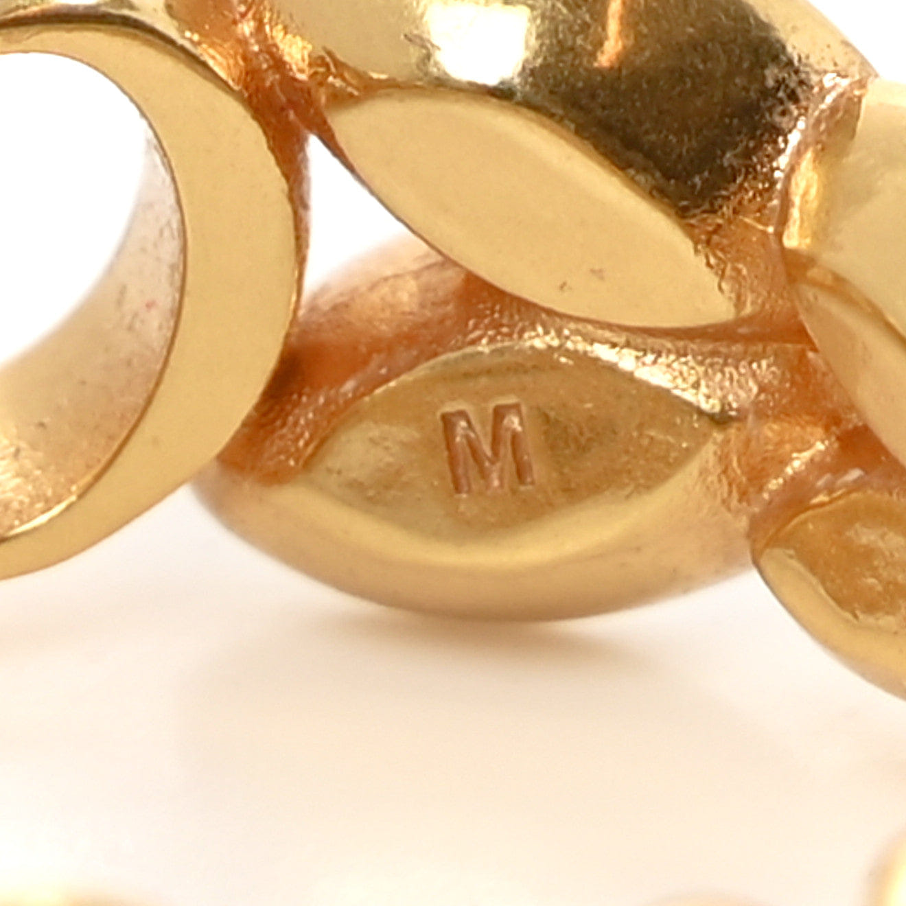 Christian Dior Metal Crystal CD Chain Ring Gold