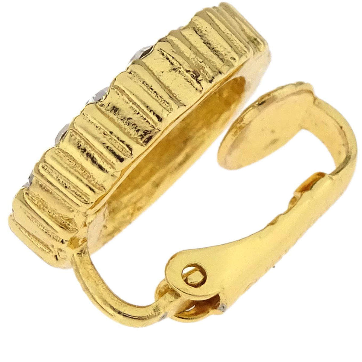 Christian Dior Clip - On Earrings Gold Rhinestone
