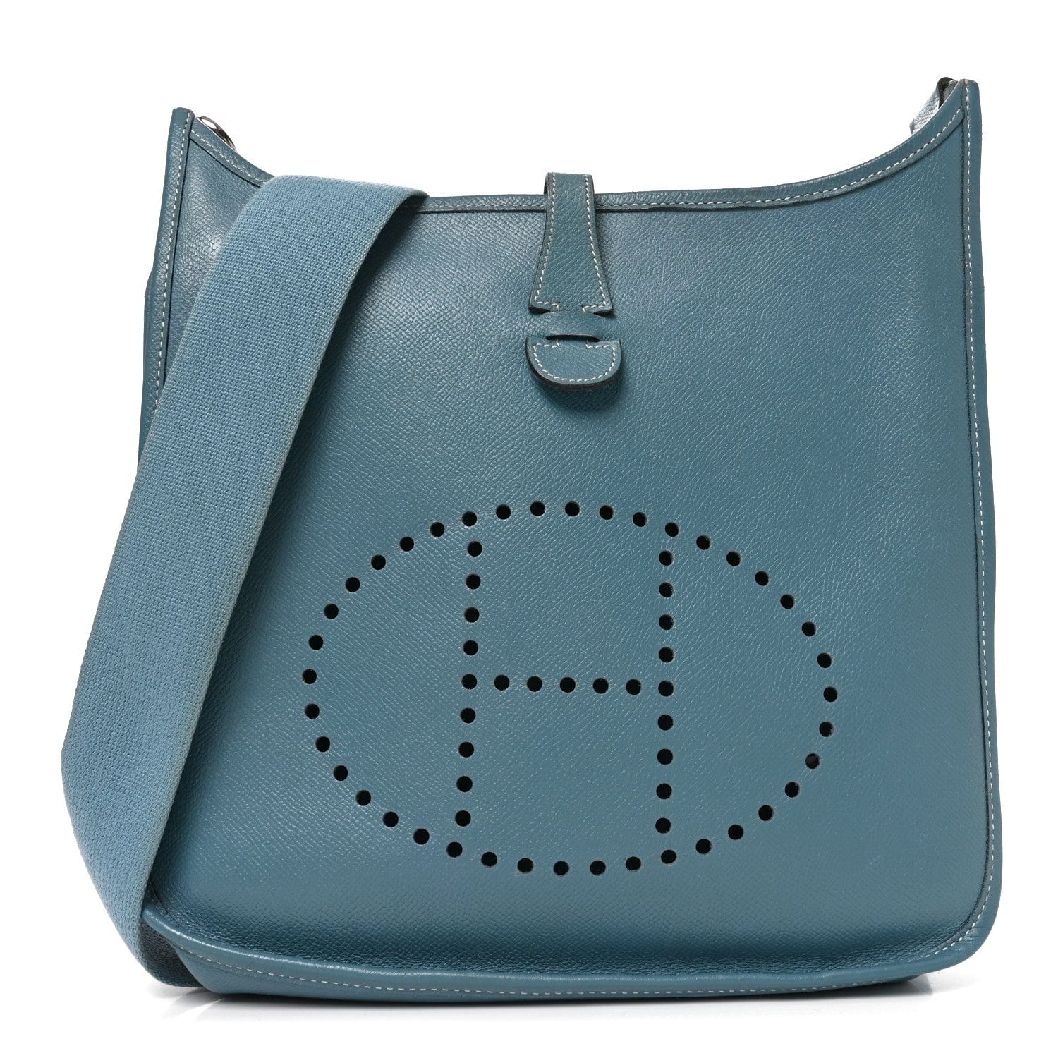 Hermes Taurillon Clemence Evelyne II PM Blue Jean