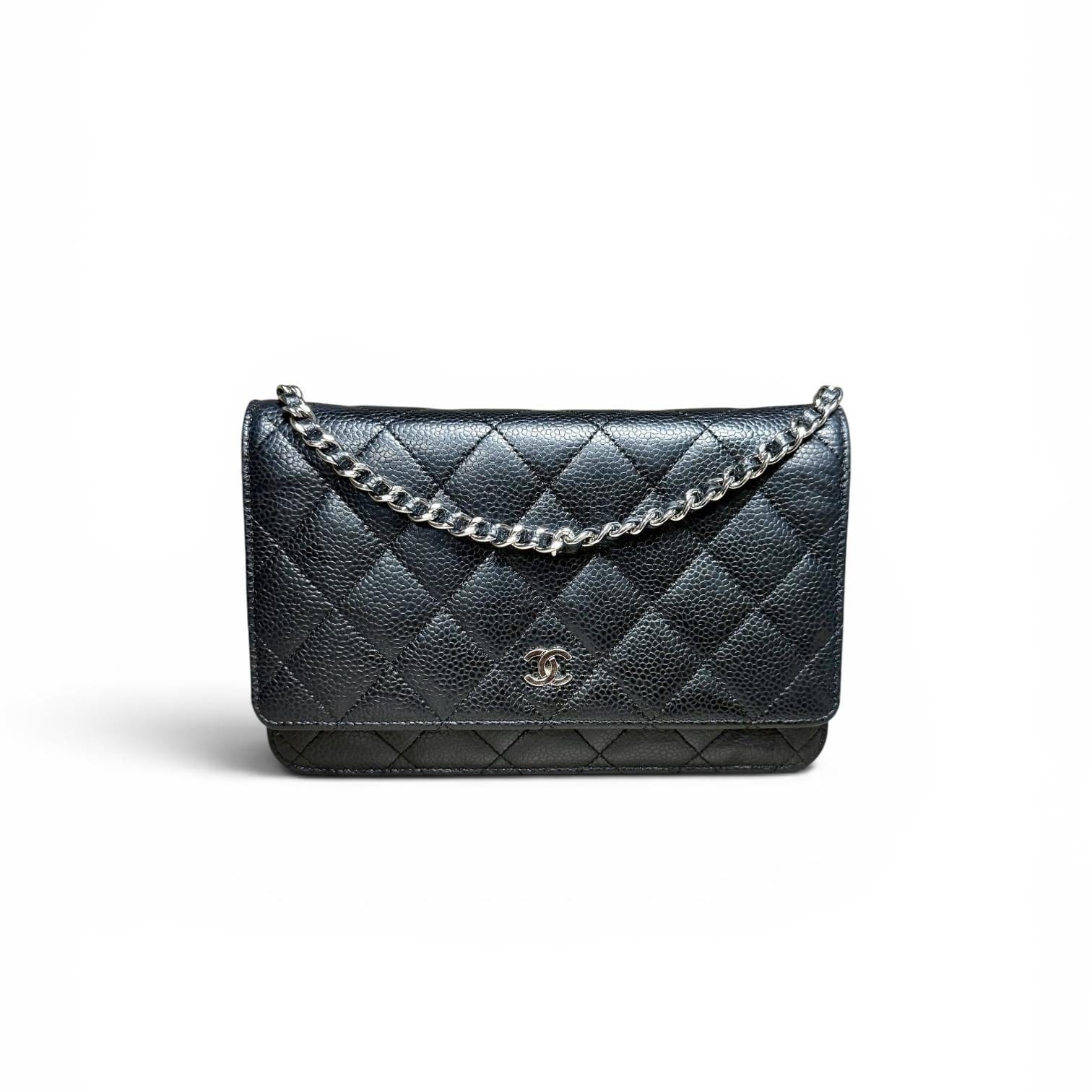 Chanel Black Caviar Wallet on Chain with Silver Hardware