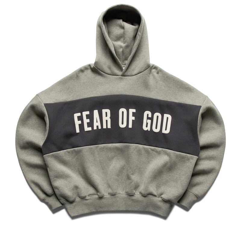 Fear Of God Essentials Cropped Relaxed Paneled Hoodie - Seal Heather/Iron Grey