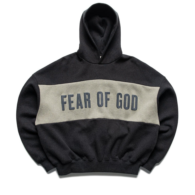 Fear Of God Essentials Cropped Relaxed Paneled Hoodie - Iron Grey Heather/Seal Heather