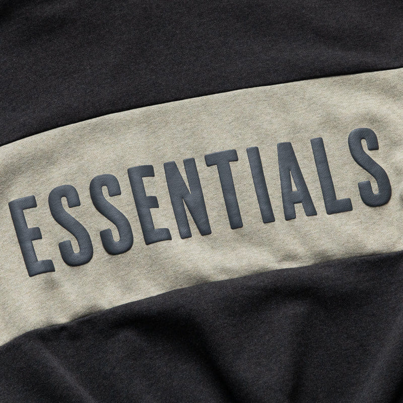 Fear Of God Essentials Cropped Relaxed Paneled Hoodie - Iron Grey Heather/Seal Heather