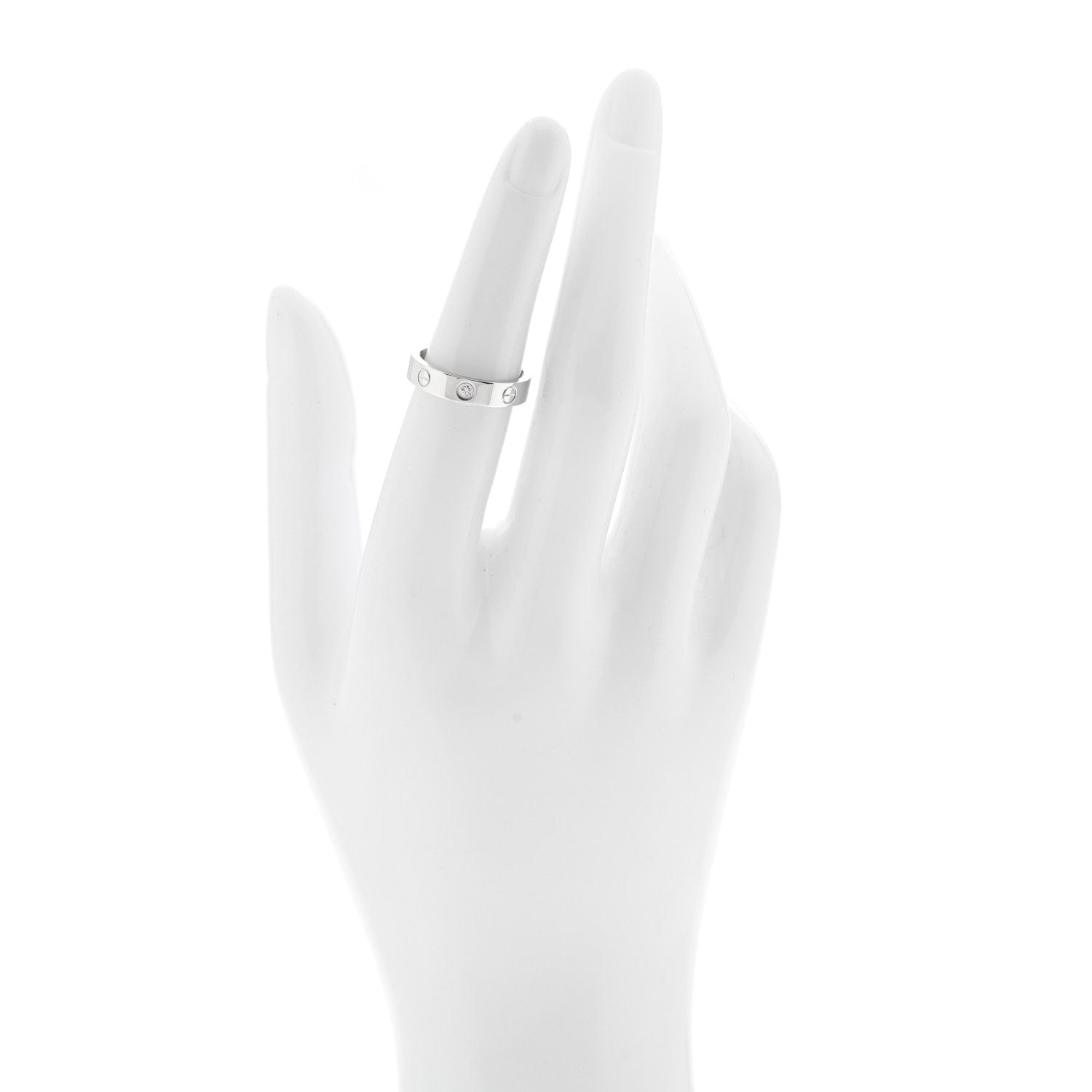 Cartier 18K White Gold Diamond 4 mm LOVE Wedding Band Ring 51 5.75