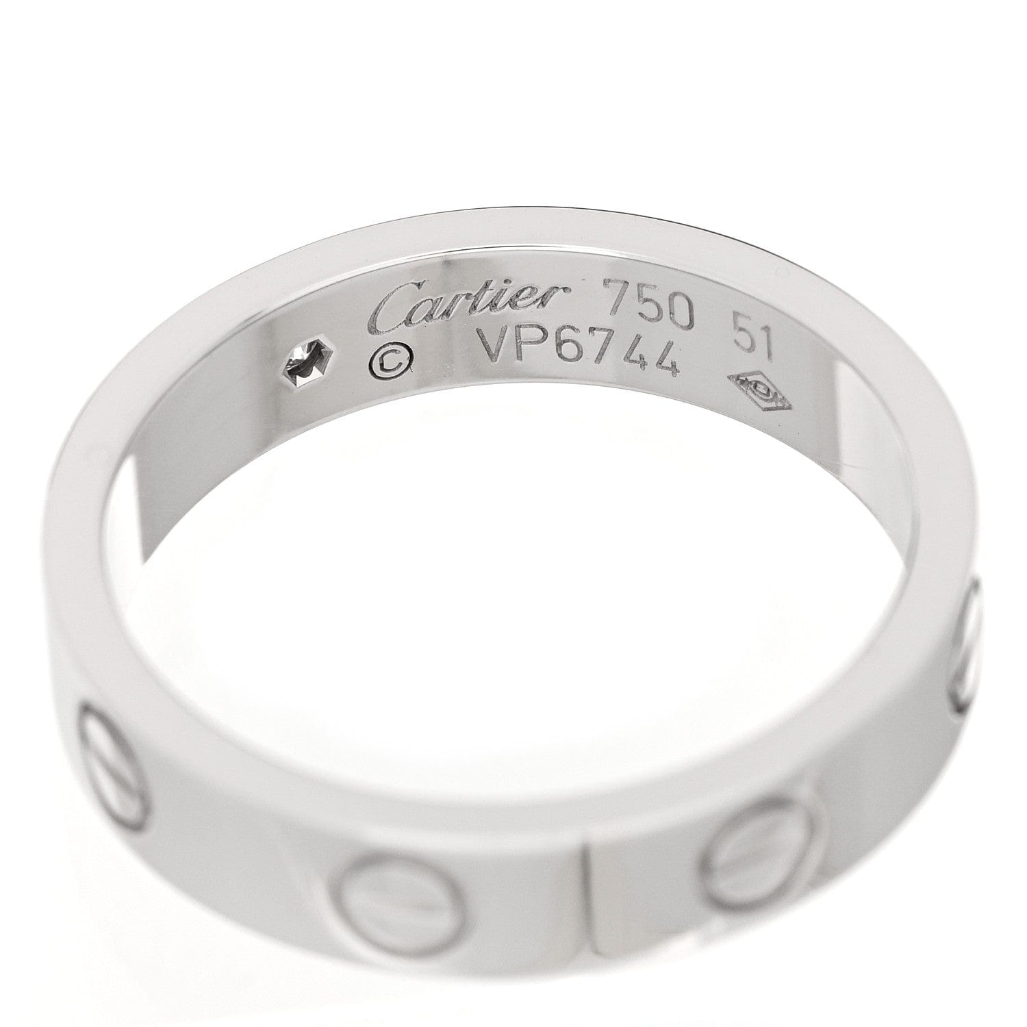 Cartier 18K White Gold Diamond 4 mm LOVE Wedding Band Ring 51 5.75
