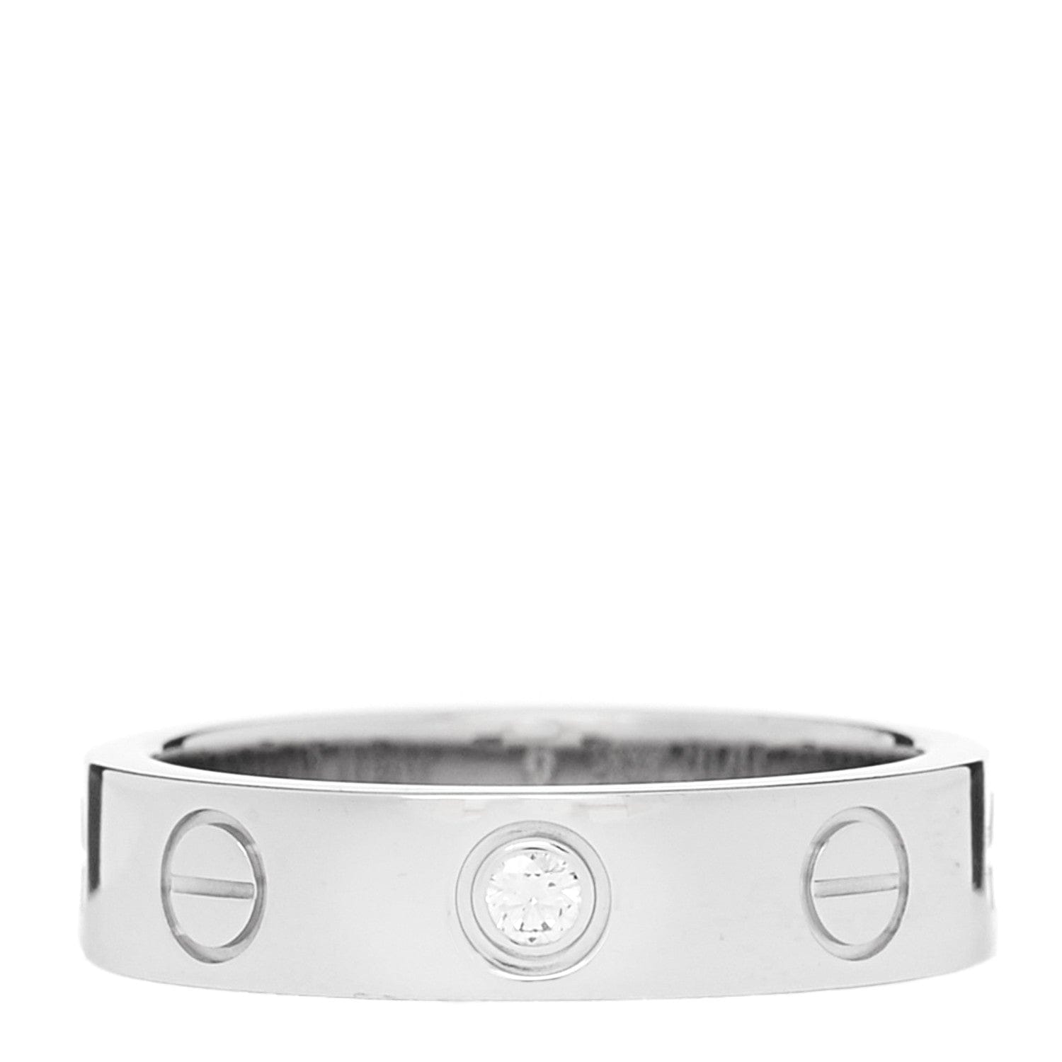 Cartier 18K White Gold Diamond 4 mm LOVE Wedding Band Ring 45 3.25