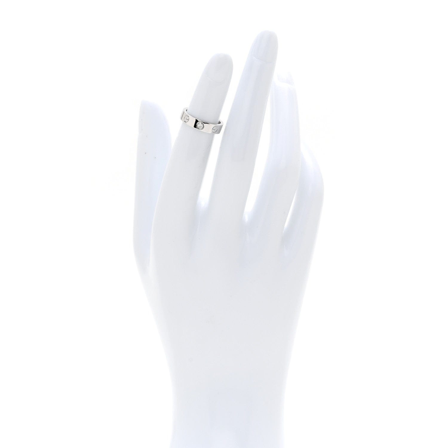 Cartier 18K White Gold Diamond 4 mm LOVE Wedding Band Ring 45 3.25