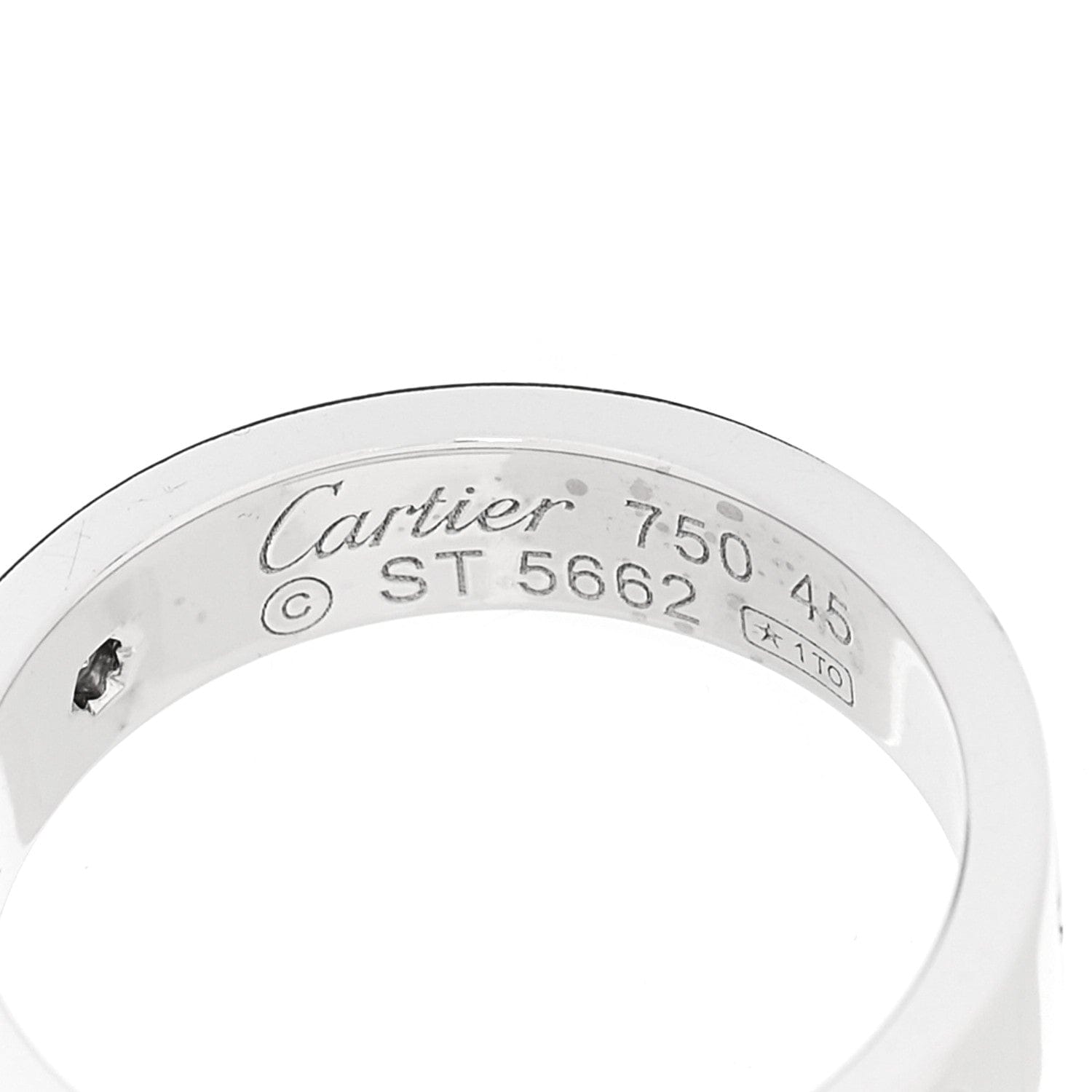 Cartier 18K White Gold Diamond 4 mm LOVE Wedding Band Ring 45 3.25