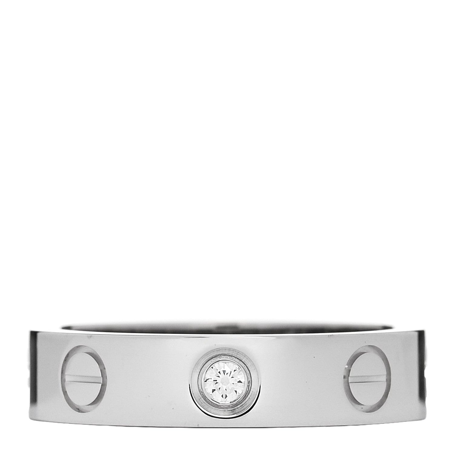 Cartier 18K White Gold Diamond 4 mm LOVE Wedding Band Ring 46 3.75
