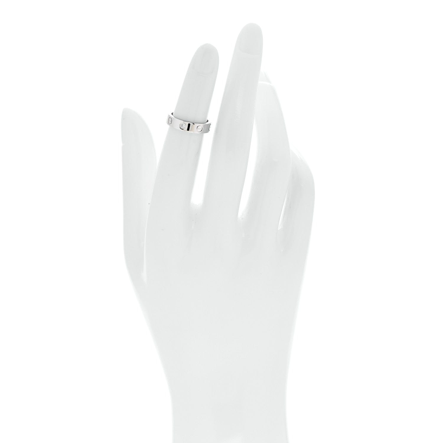 Cartier 18K White Gold Diamond 4 mm LOVE Wedding Band Ring 46 3.75