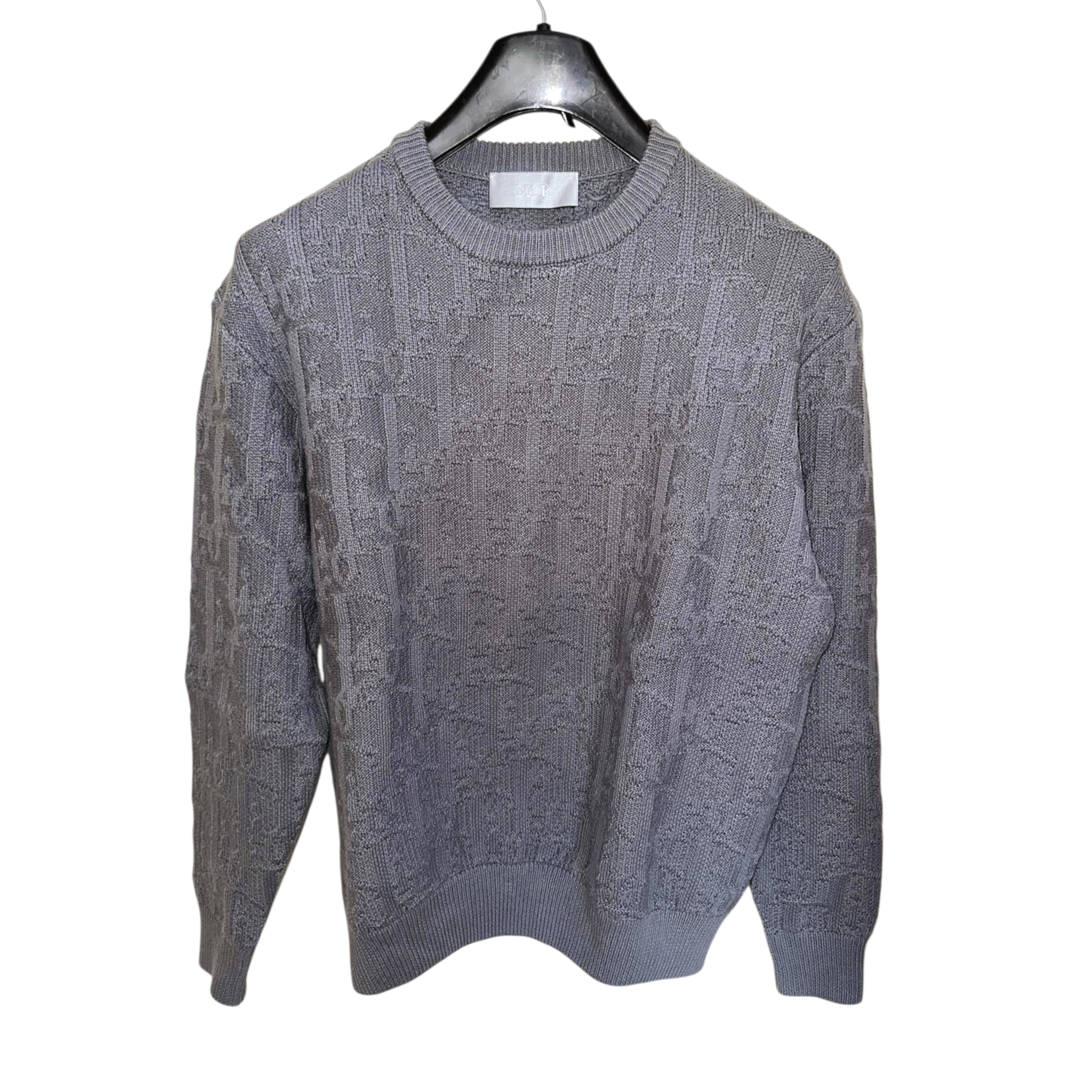 Christian Dior Dior Men Dior Oblique Grey Cotton - Blend Jacquard Sweater S