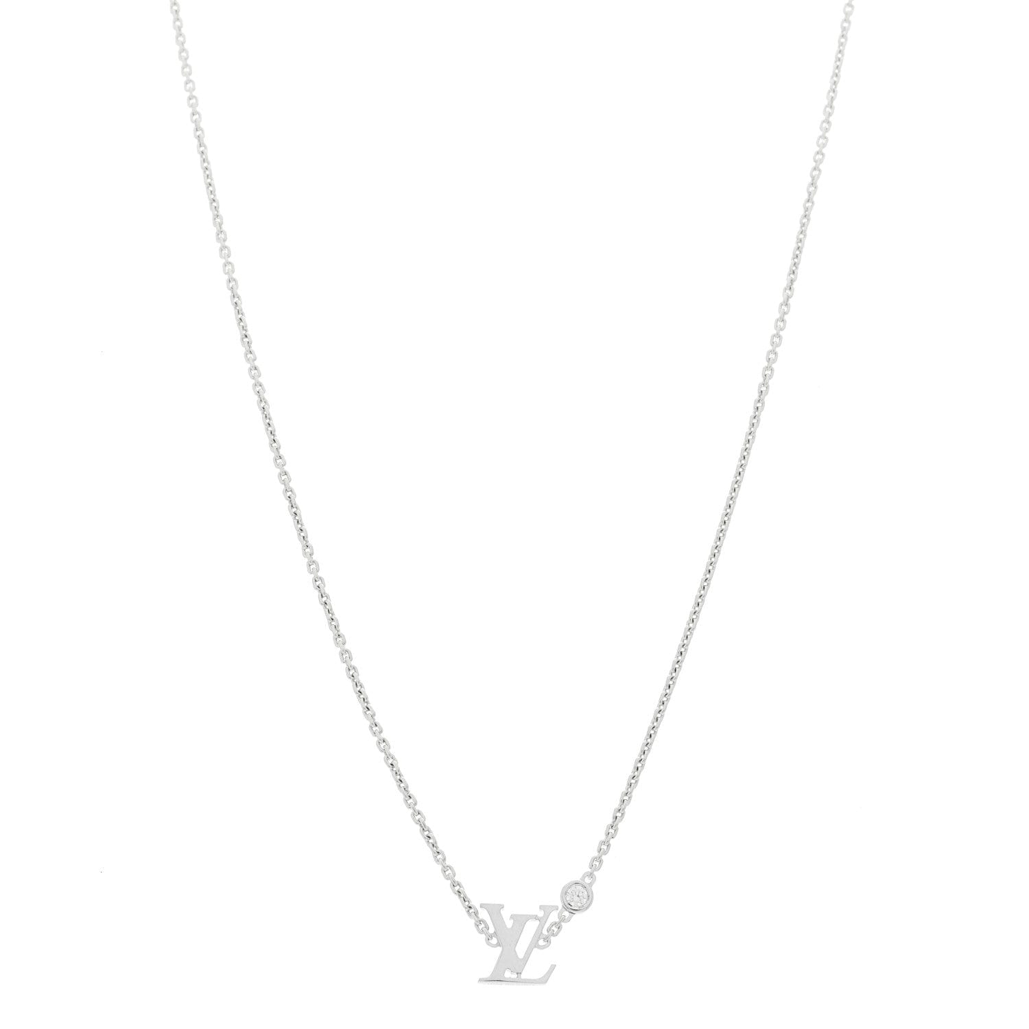 Louis Vuitton 18K White Gold Diamond Idylle Blossom LV Pendant Necklace