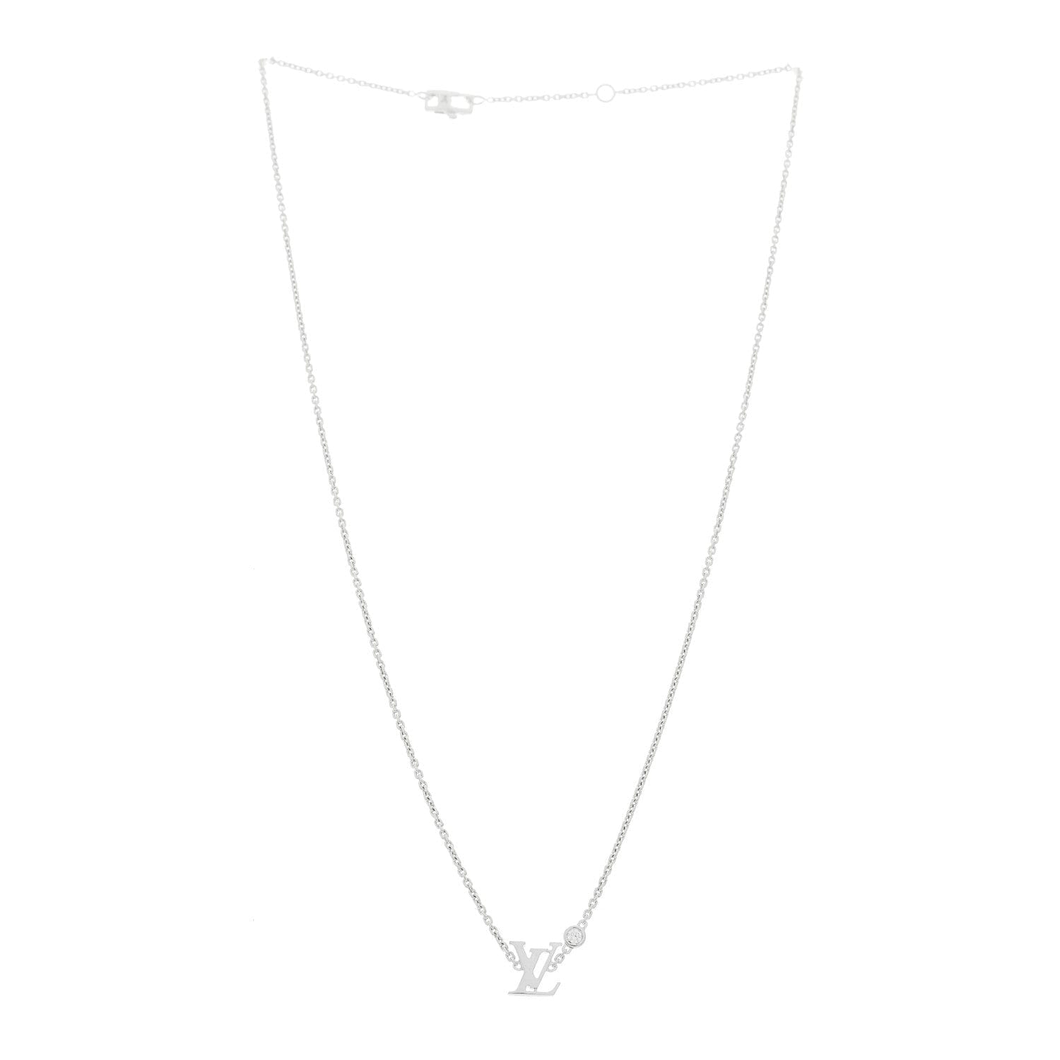 Louis Vuitton 18K White Gold Diamond Idylle Blossom LV Pendant Necklace