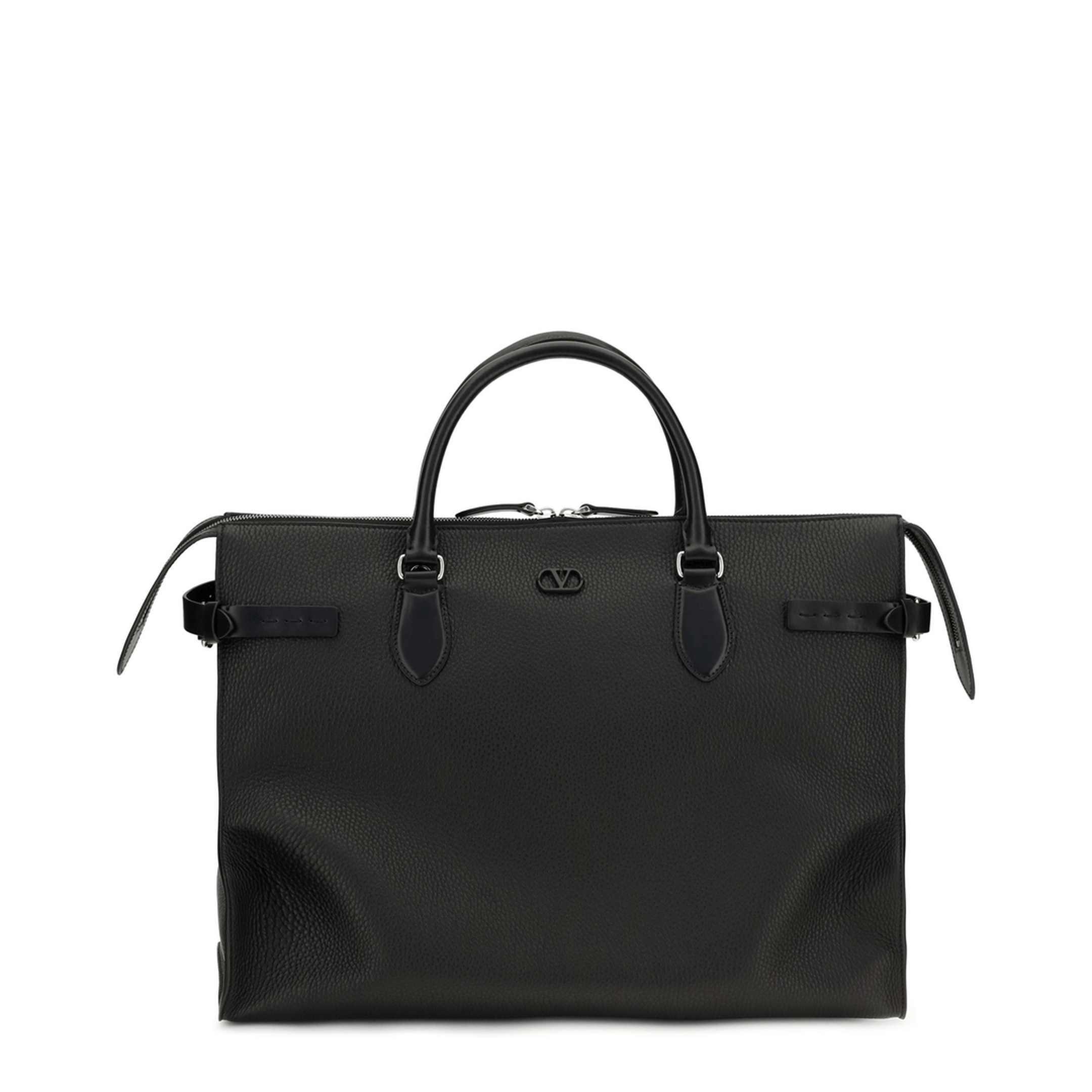 Valentino Antibes Large Grained Leather Duffle Bag - Dark Brown