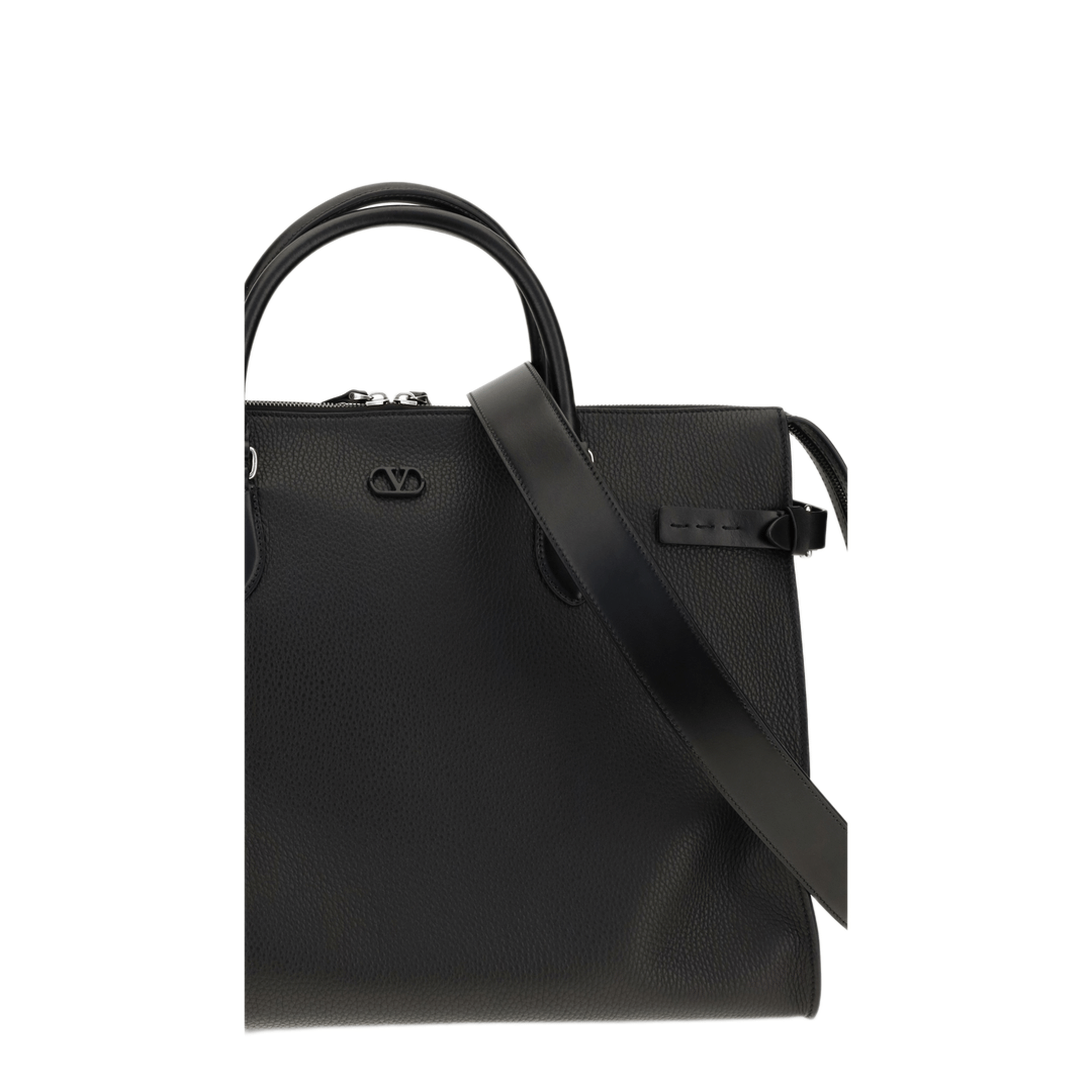 Valentino Antibes Large Grained Leather Duffle Bag - Dark Brown