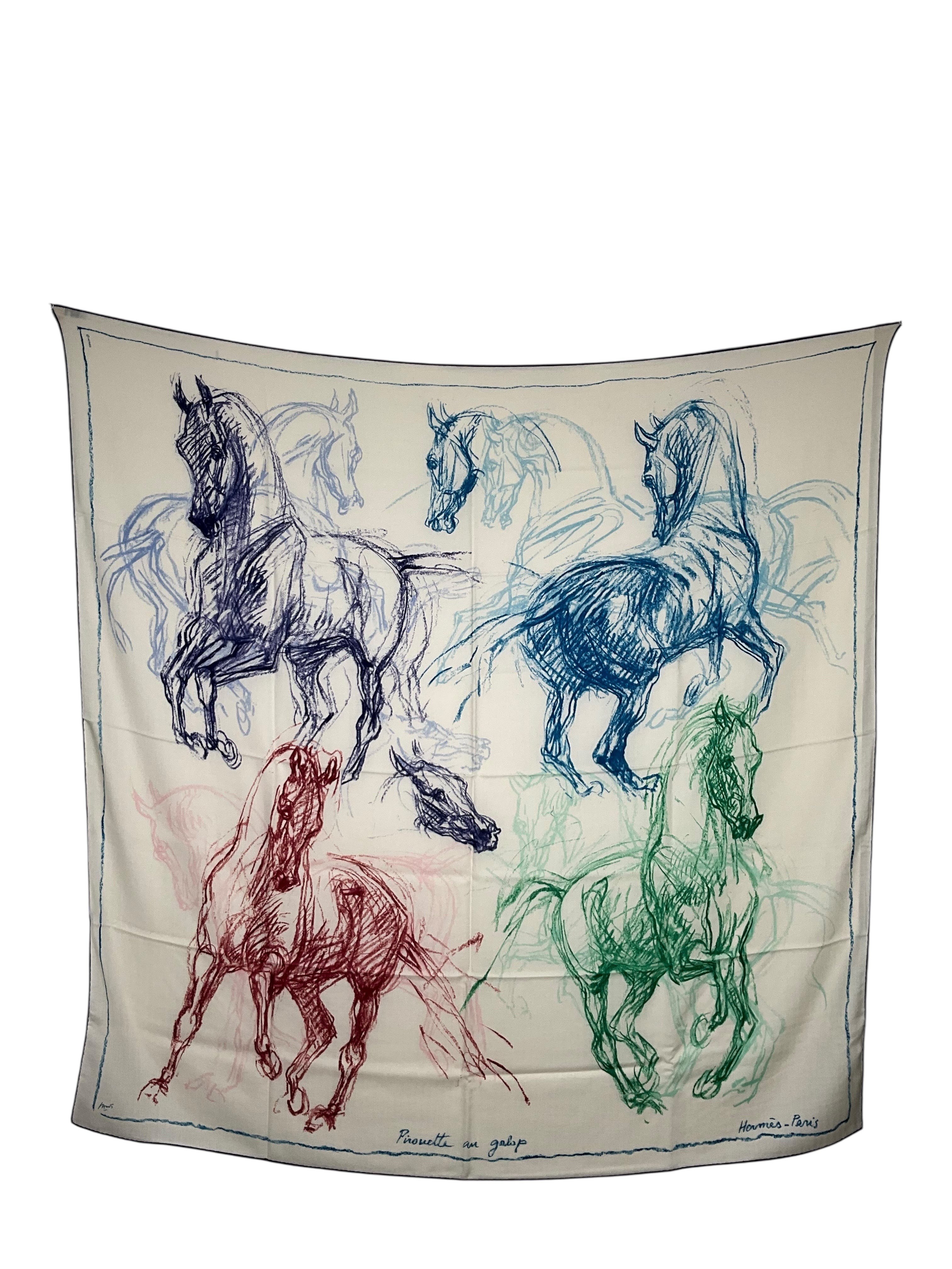 HERMES Pirouette au Galop Shawl 140 NEW