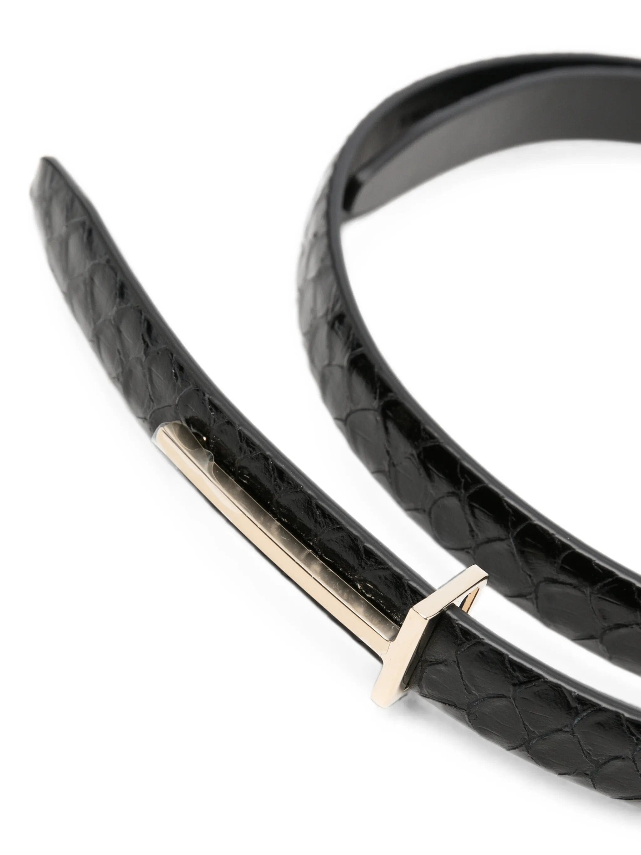 TOM FORD T - logo snakeskin - effect belt