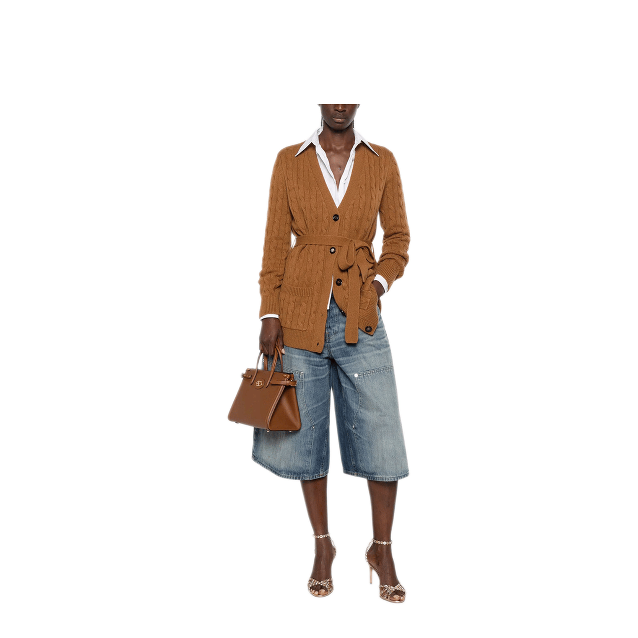 Valentino Cable - Knit Belted Cashmere Cardigan