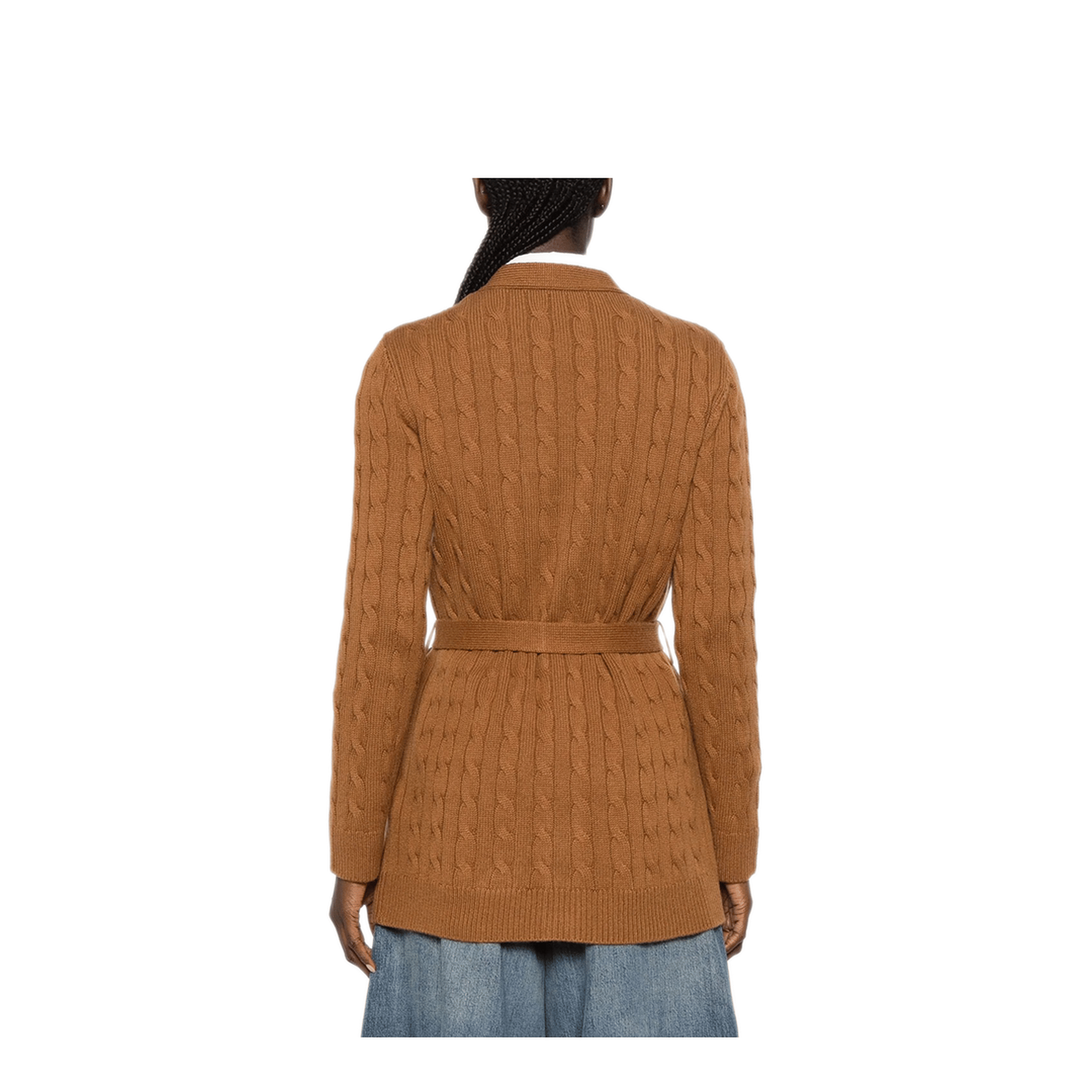 Valentino Cable - Knit Belted Cashmere Cardigan